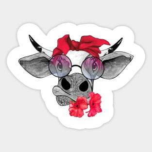 Heifer with Flowers Sticker